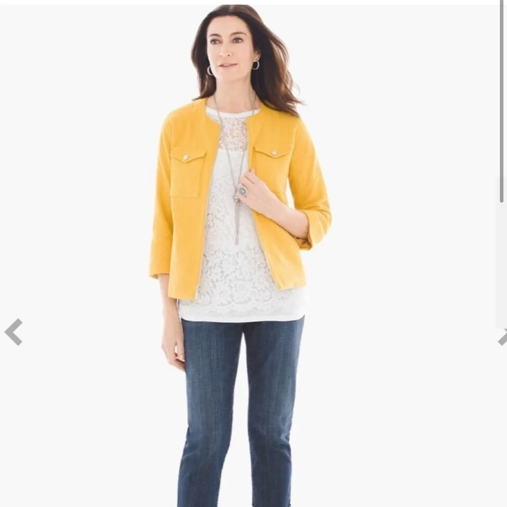 NWT Chicos Textured LS Jacket Glistening Yellow Medium/8 - Picture 12 of 13